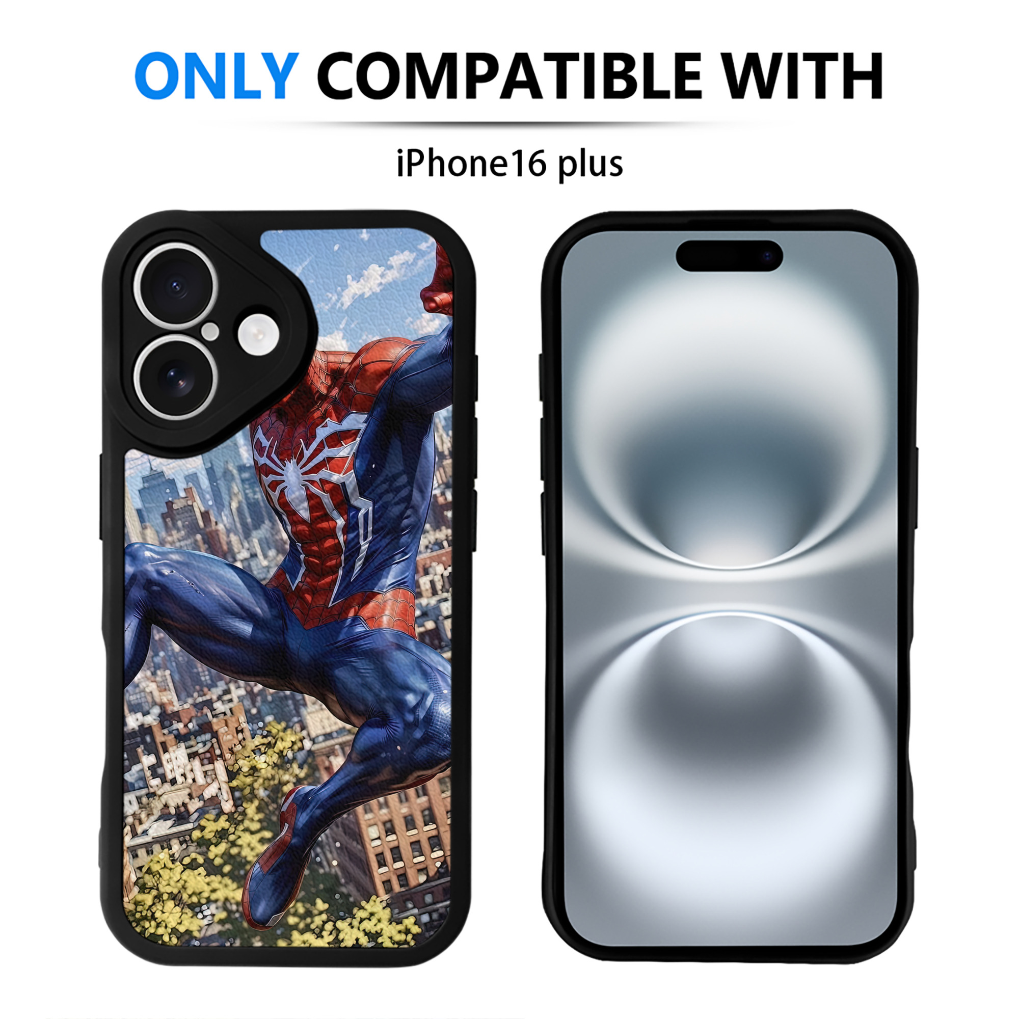 Spider Man スパイダーマン 【iPhone 16シリーズ対応】シリコンスマホケース（レザー調） 材質：シリコン